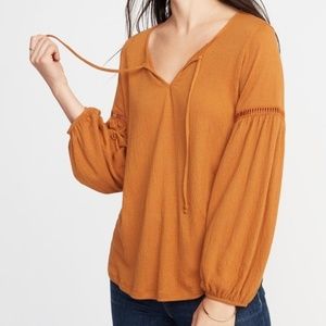 NEW! Old Navy mustard yellow blouse peasant eyelet